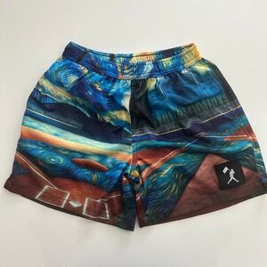 Baseballism Van Gogh Starry Night Shorts Kids Youth Medium 8-10 Blue Multi